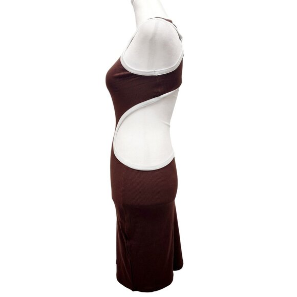 Womens Dresses Summer Mid Sleeveless Open Back Hollow Pullover Brown Size S - Picture 8 of 12